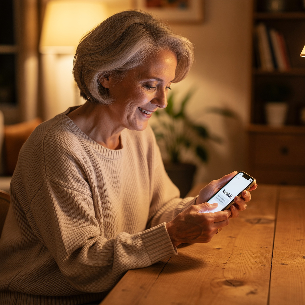 Senior woman learning to use a smartphone at home